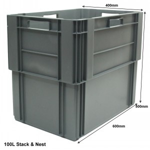 Standard Euro Box 60cm Solid Sides & Base 99 Litre